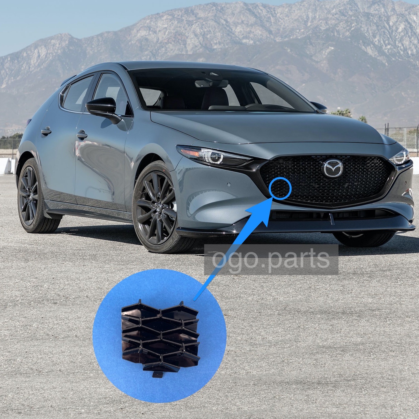 2019-2024 Mazda 3 hatchback grille tow hook cover